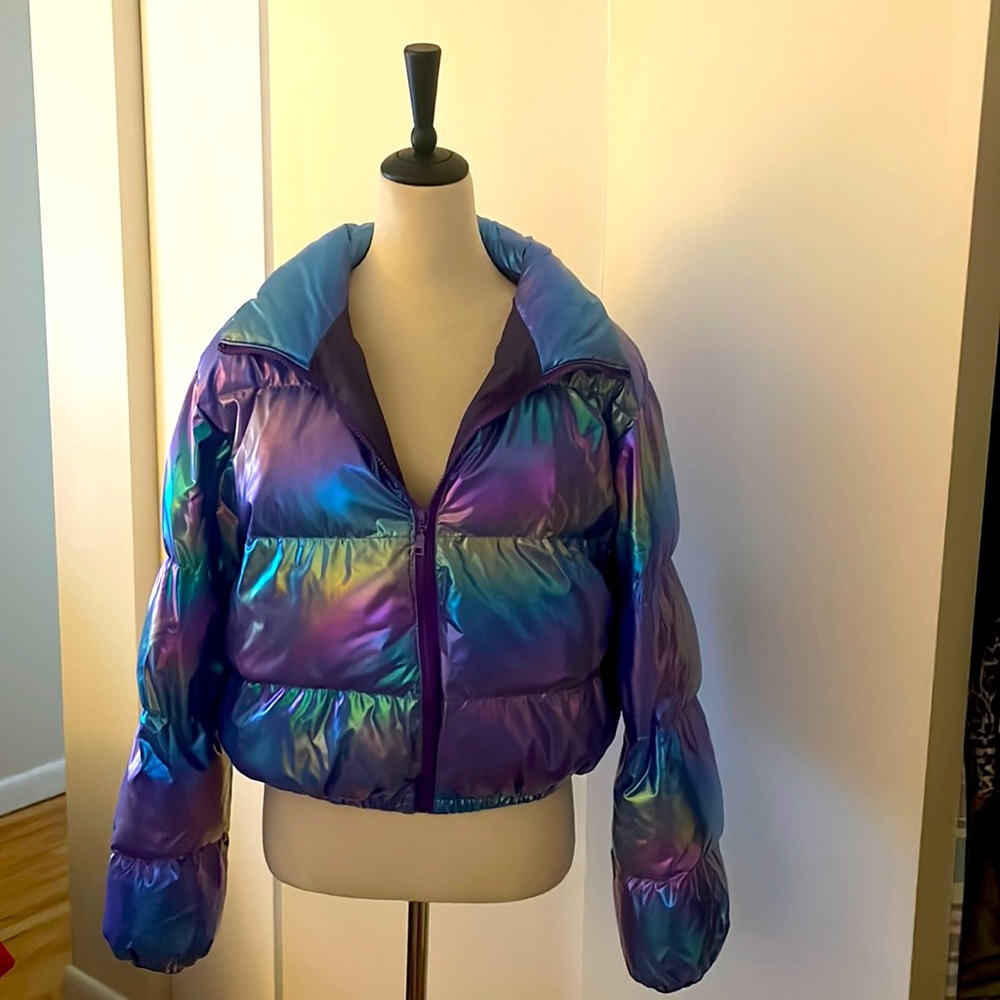 purple cropped coat size 2